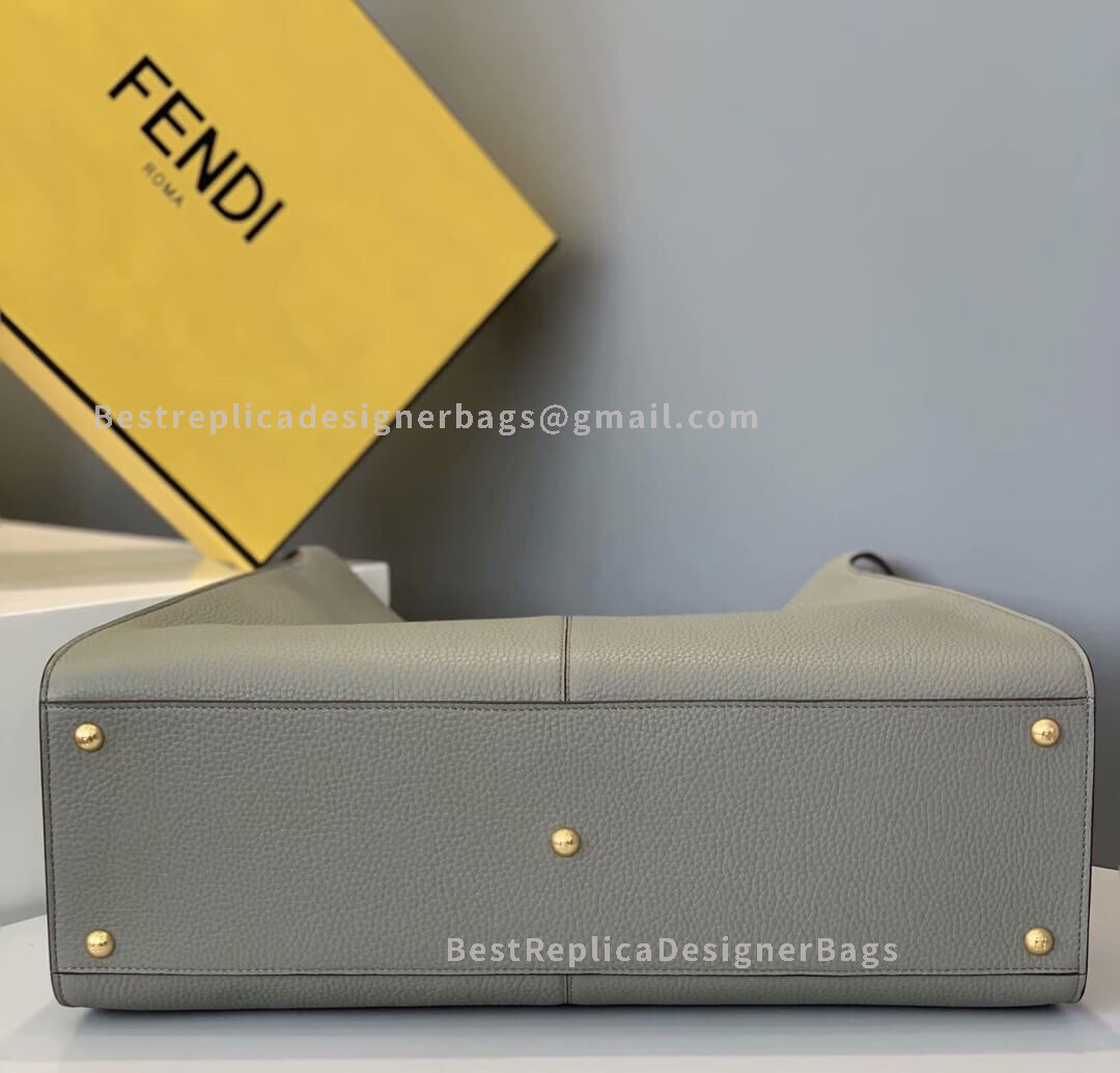 Fendi Peekaboo X-Lite Large Grey Leather Bag 305M - Best Fendi Replica